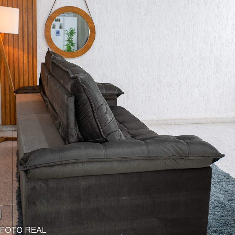Sofá Retrátil Reclinável Mariana 2.30m Veludo Marrom 320 - D33 e Molas Ensacadas - Imagem 10