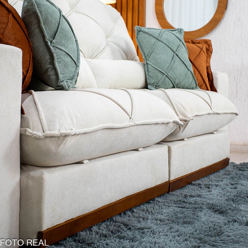 Sofá Retrátil Reclinável Texas 2.50m Boucle Bege - Molas Ensacadas - Imagem 8