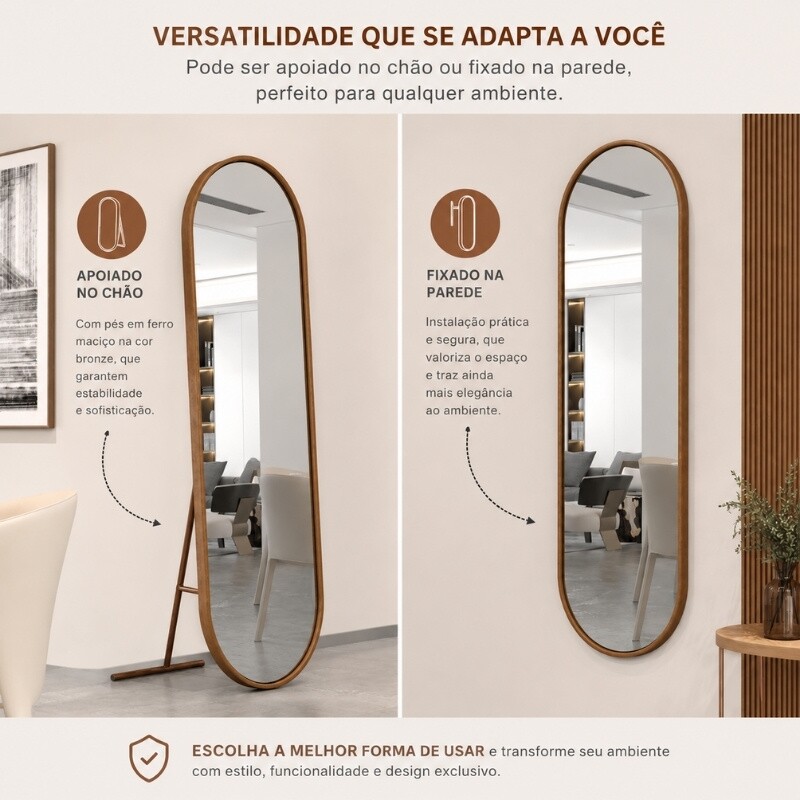 Toucador Alamanda Espelho Oval Castanho/Bronze - JB Bechara - Imagem 3