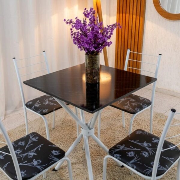 Alternative view of Mesa Rio Base Ipanema Branco Tampo Preto MDF 68X68 4 Cadeiras Rio Assento Preto - Teixeira