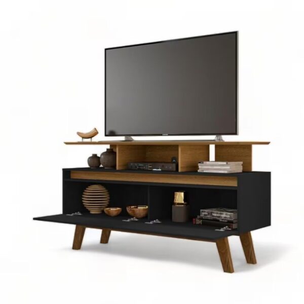 Alternative view of Rack Bancada Rubi Larg. 1.20m Cinamomo/Preto para TV até 50" - Bechara
