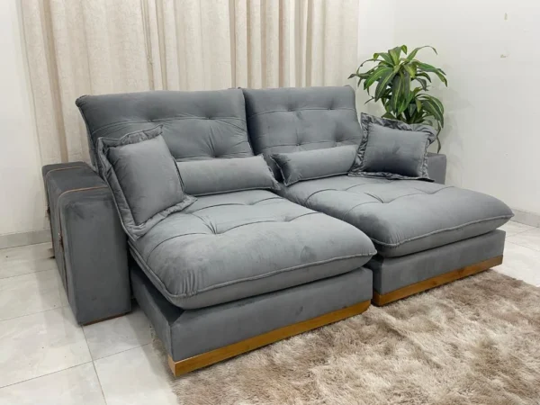 Sofá Retrátil e Reclinável Toronto 2.50m – Cinza Veludo REF 6907