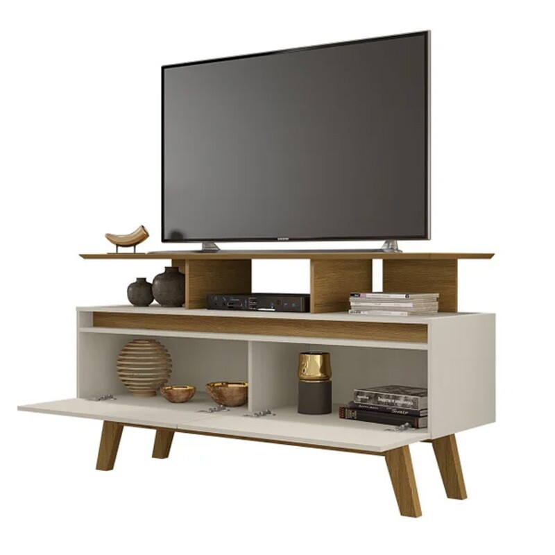 Rack Bancada Rubi Larg. 1.20m Cinamomo/Off para TV até 50" - Bechara - Imagem 2
