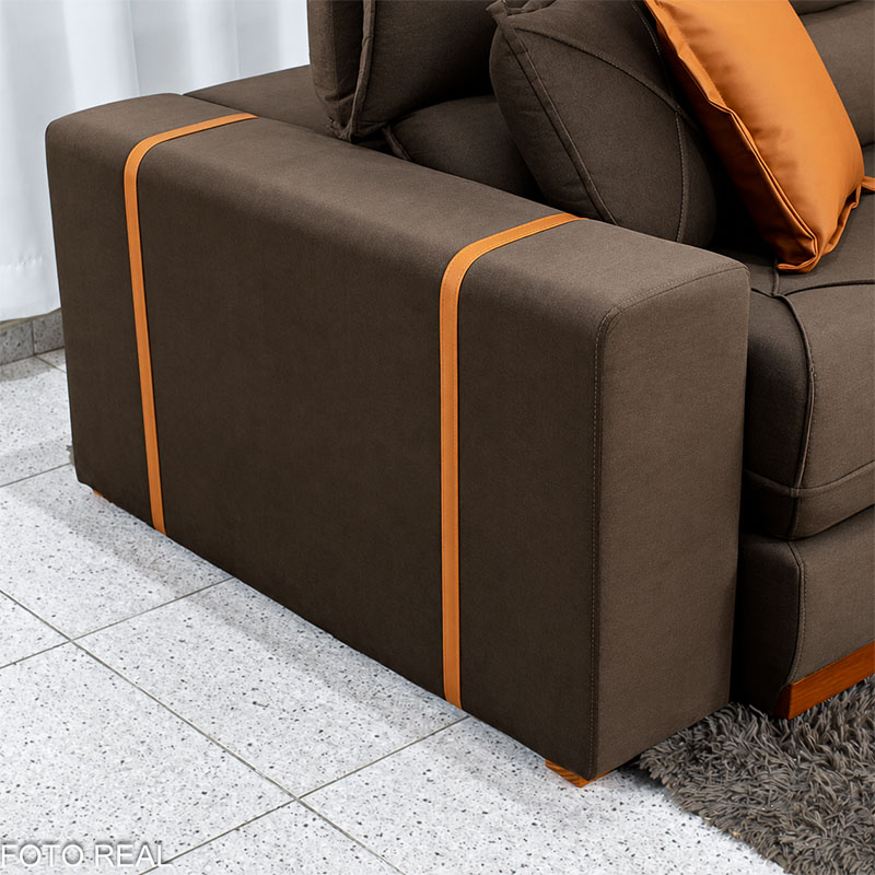 Sofá Retrátil Reclinável Gran Bello 2.50m Veludo Marrom 19 - Molas Ensacadas Pocket - Imagem 10