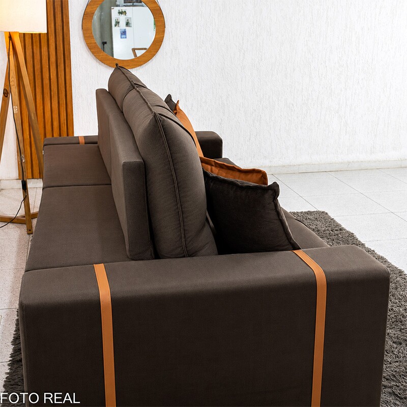 Sofá Retrátil Reclinável Gran Bello 2.50m Veludo Marrom 19 - Molas Ensacadas Pocket - Imagem 9