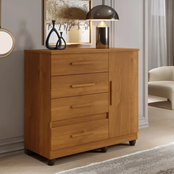 Comoda New Florença CINAMOMO Quarto Com 4 Gavetas E 1 Porta REF: 6651